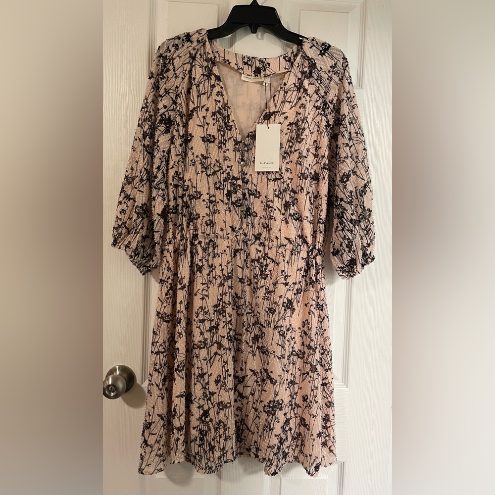 a new day Pink Floral Mini Dress with Black Print
